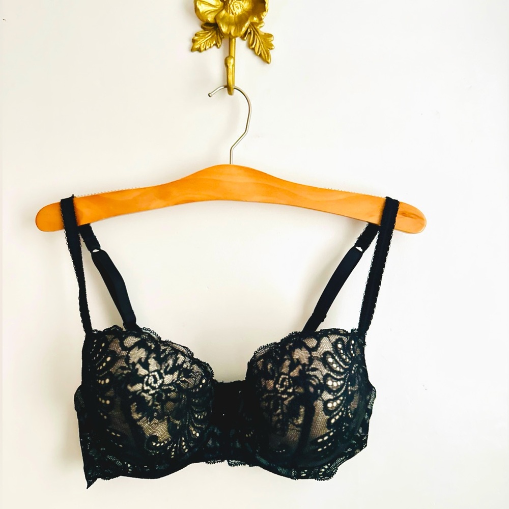 Le Mystère lace bra - 34 DD / E - black & cream